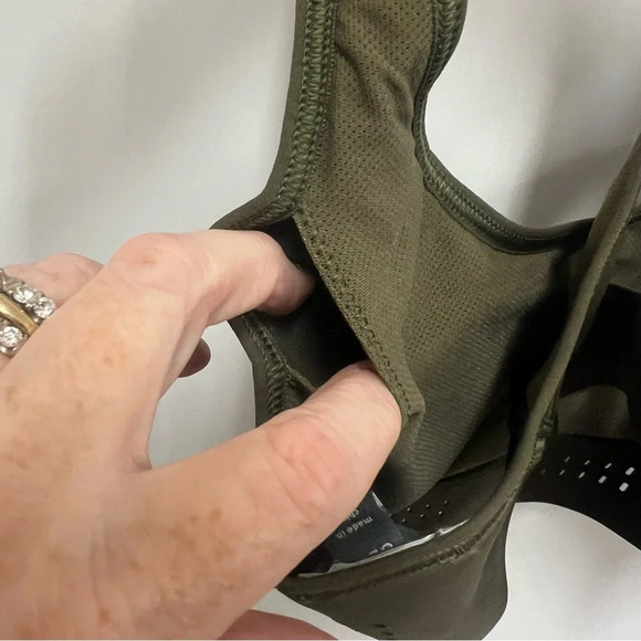 Adidas By Stella McCartney Truepur Racerback Army Green Sports Bra Size 32B - Picture 7 of 14